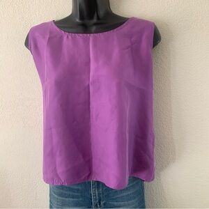 EILEEN FISHER Purple Sleeveless 100% Silk Habutai Shell/Tank Size L Wide Strap